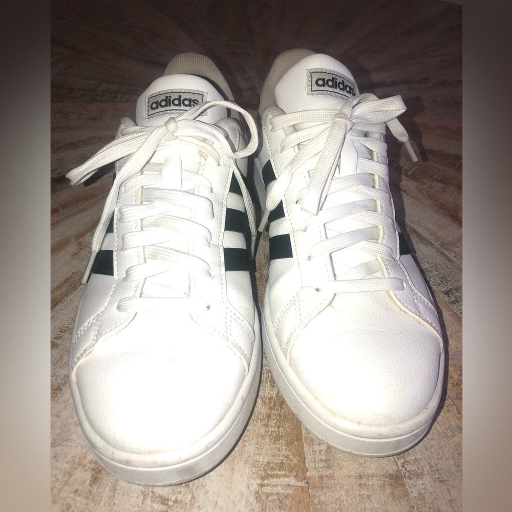 Adidas 10 White Black Tennis Shoes Mens Grand Court C Gem